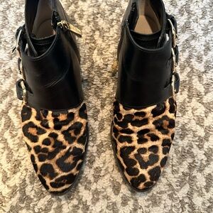 Michael Kors Leopard Print and Black Ankle Boots